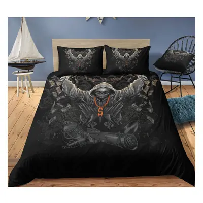 (as the picture, AU Super King 240x270cm) Home Bedding Single Double Bed Full Size Skull Head Pr