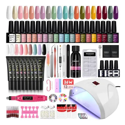 (set 07) Phoenixy Nail Set With Nail Lamp Nail Dryer Nail Drill Machine Manicure Set Kit Soak-of