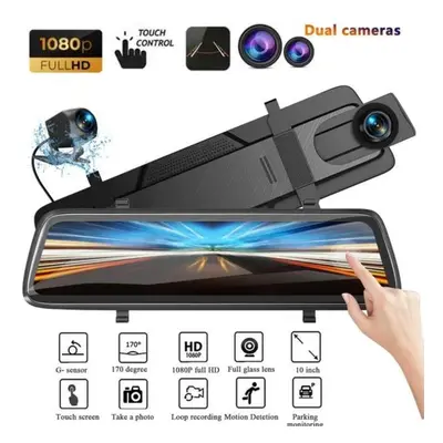 (black, inch Dash Cam) 10" Hd 1080p Dual Lens Car Dvr Dash Cam Touch Screen Dash Cam Rear View C