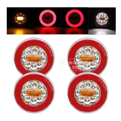 (as the picture, 4pcs) 1/2/4pcs Led 12-24v Truck Taillight Dynamic Tail Trun Signal Reverse Lamp