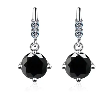 (black, 1ct*2) Bague Ringen S925 Silver Mossan Diamond Fringe Moving Earrings To Give Girlfriend