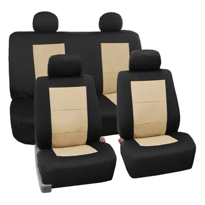 FH Group Car Seat Covers Full Set Beige Neoprene - Universal Fit Water