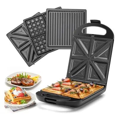 (Bruno) 3-in-1 Family Toaster Sandwich Toaster, 4-Slice Waffle Maker Panini Press Deep Loaded Re