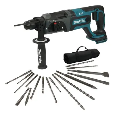 Makita DHR241Z 18V LXT SDS Mode SDS+ Rotary Hammer Drill + 17PC SDS Bit Set