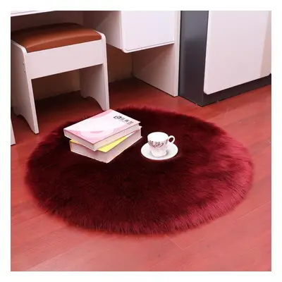 (burgundy, 90cm) Shaggy Round Imitation Australian Wool Carpet, Home Decorative Carpet, Floor Ma