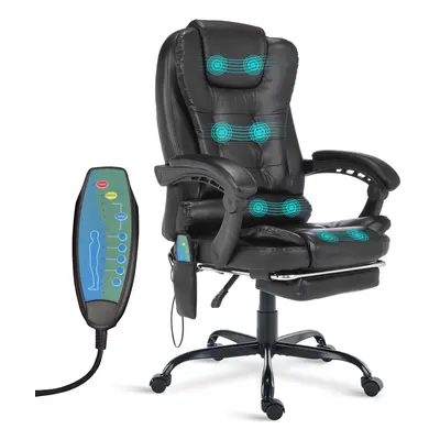 (Black PU Leather) Massage Executive Office Chair Computer Desk Chair Swivel Recliner Gaming Cha