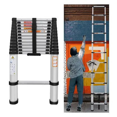 (5M) Aluminum Telescopic Ladder Extendable Ladder 330lb Max Capacity Multi-purpose Ladder