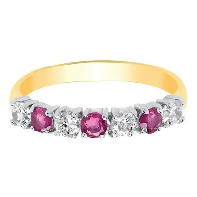 (L) Ruby Eternity Anniversary Ring Solid Yellow Gold Hallmarked British Made