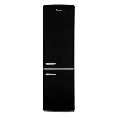 Amica FKR29653B 55cm Black 60/40 Retro Style Freestanding Tall Fridge Freezer