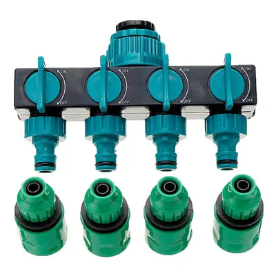 (3/8) Universal Way Garden Hose Splitter Tap Manifold for 1/2" 3/4" 1" Faucet Shut Off Connector