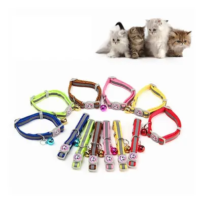 12Pcs/Lot Adjustable Pet Cat Safety Collar with Bell Reflective Breakaway Cat Dog Collar-PPT