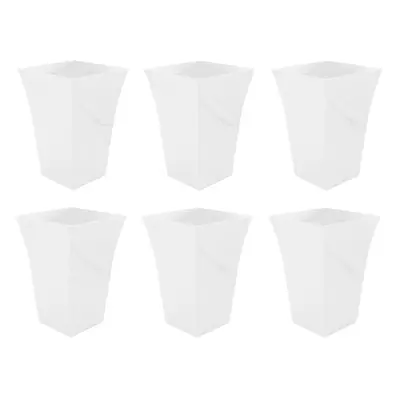 6 White Flared Milano Planter Tall Plastic Plant Pot Indoor Outdoor