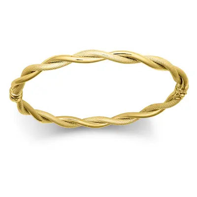 Jewelco London Ladies 9ct Yellow Gold Snake Skin Twisted Double Interlocked 5mm Bangle Bracelet 