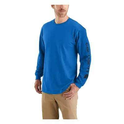 Carhartt Men's Loose Fit Heavyweight Long Logo Sleeve Graphic T-Shirt Beacon Blue Heather