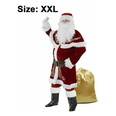 Men's Santa Claus Costume Set Deluxe Velvet Santa Claus Costume For Adults