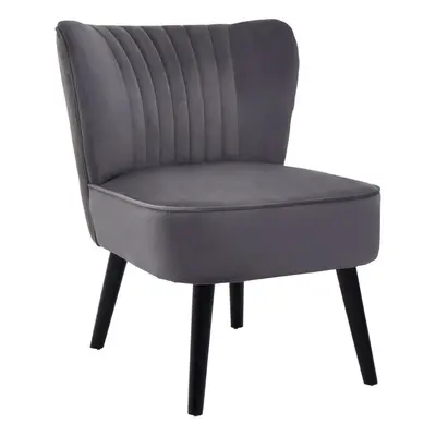 Grey Velvet Chair, Curved Back Accent chair, Easy to Assemble Borg Chair, Comfy Office Chair