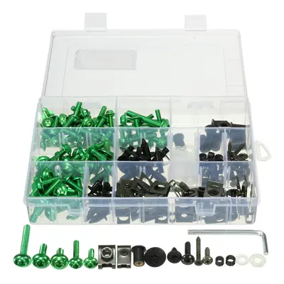 (Green) 251pcs Fairing Bolt Kit Motorcycle Sportbike Body Fasteners Clip Screws Set