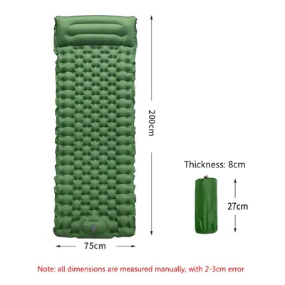 (Army Green single bed) Waterproof Sleep Inflatable Mattress Outdoor Double Air Cushion Storage 