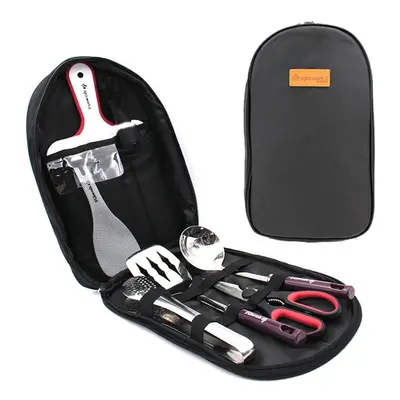 (Black) pcs Camp Kitchen Utensil Organizer Travel Set Portable BBQ Camping Cookware Utensils Tra