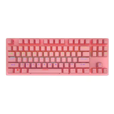 (Pink, Blue Switch) Mechanical Keyboard Keys Suspended Translucent Keycaps Blue/Red Switch Color