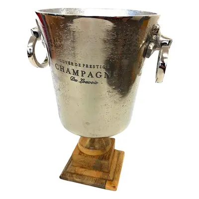 (Deluxe Champagne Wood Base) Deluxe Large Champagne Prosseco Antique Vintage Royal Ice Bucket Co