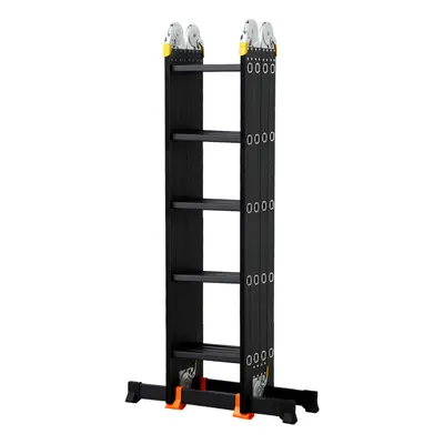 Black Heavy Duty 5.7M Aluminum Telescopic Ladder Step Multi-Purpose