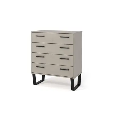 (Grey) Home Source Vigo Drawer Solid Pine Industrial Chest Storage Unit