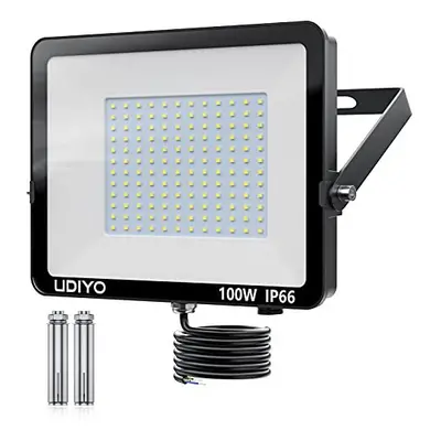 UDIYO 100W LED Floodlight Outdoor, Lumen LED Security Lights Super Bright, Waterproof IP66, Floo