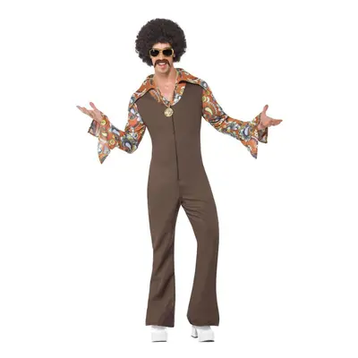 (L, Brown) Smiffys Mens Groovy Boogie Costume Set