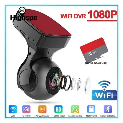 (black, WIFI version +32G TF Card) Car Wifi Driving Recorder 1080p Single Lens Night Vision Vide