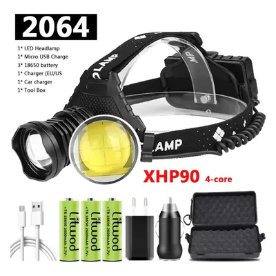 (Package D) 36-core Xhp360 Led Headlamp Super Bright Zoomable Powerbank Headlight Usb Rechargeab