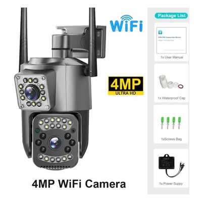 (4MP Camera) New Dual Lens Wifi Ip Camera 4k 8mp Night Vision Ai Human Detect Ptz Outdoor Video 