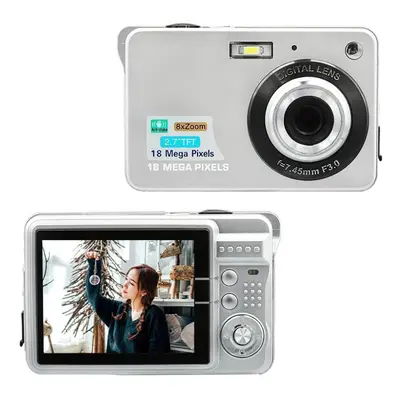 (silver) Portable 720p Digital Camera Video Camcorder 18mp Photo 8x Zoom Anti-shake 2.7 Inch Lar