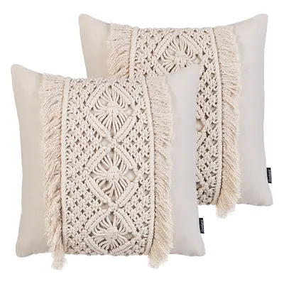 Set of Cushions KALAM Cotton x cm Light Beige Geometric Pattern