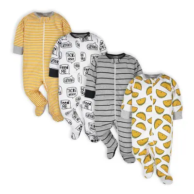 Onesies Brand Baby Boys 4-pack 'N Play Footies And Toddler Sleepers Gold Hungry Months US