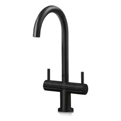 SIA KT3BL Black Swan Neck Twin Lever Contemporary Monobloc Kitchen Mixer Tap