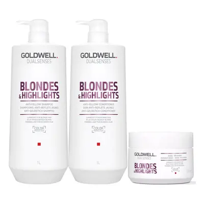 Goldwell Dualsenses Blondes & Highlights A-Y Shampoo 1000ml, Conditioner 1000ml, 60sec Treatment