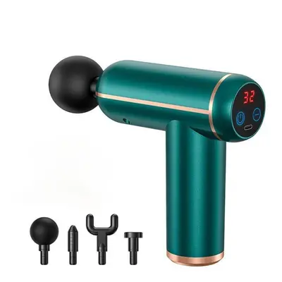 (green) Portable Fascia Gun Vibration Massage Gun Percussion Pistol Massager For Deep Tissue Mus