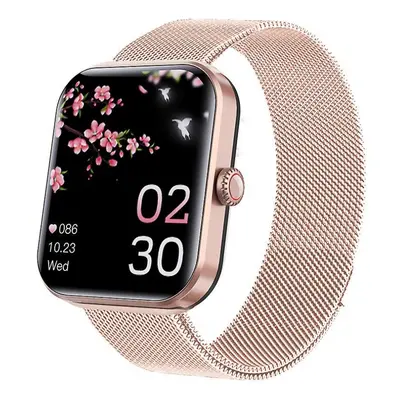 (Milan Rose Steel) F57l Blood Glucose Sugar Smart Watch Body Temperature Waterproof Hrv Ecg Moni