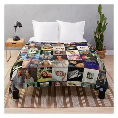 Fleece Throw Blanket Olivia Newton-John - Album Collage - Designed by PopRetroDisco for Sofa Cou