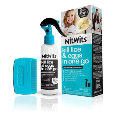 NitWits Pack of All-In-One Head Lice Treatment Spray Kills Nits & Eggs Includes Lice Spray 120ml