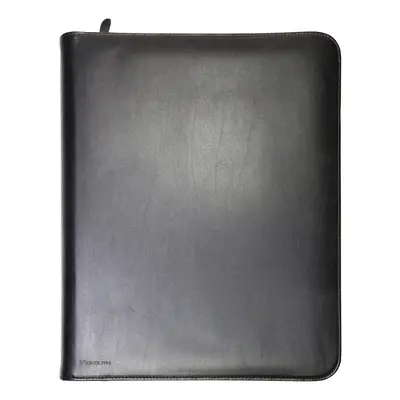 Monolith A4 Leather Conference Folder Zipped - Black