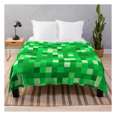 Fleece Throw Blanket Creeper pattern Minecraft Style for Sofa Couch Kids x Inches