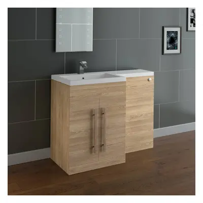 Calm Light Oak Left Hand Combination Vanity Unit Set (No Toilet)