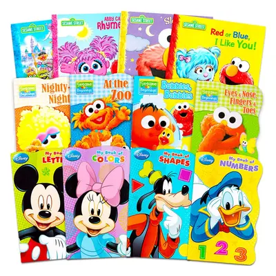 Sesame Street + Mickey Mouse Baby Toddler Beginnings Board Books & Story Books (12 Book Set)