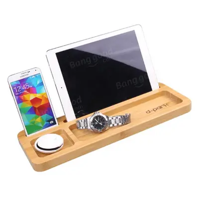 Multifunctional Natural Bamboo Wooden Tablet Phone Holder Pen Holder Phone Stand Storage Shelf