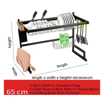 (65CM) 65cm/85cm Stainless Steel Over Sink Dish Drying Rack Storage Multifunctional Arrangement 