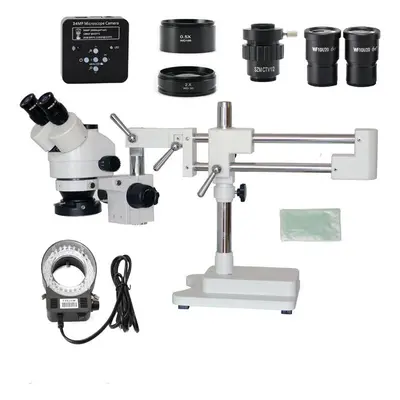 3.5X 7X 45X 90X Double Boom Stand Zoom Simul Focal Trinocular Stereo Microscope+34MP Camera Micr