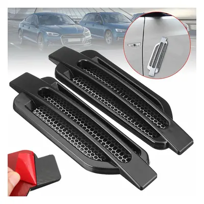 Pair Black Car Auto Side Air Flow Fender Stickers Intake Vent Grille Cover Decor