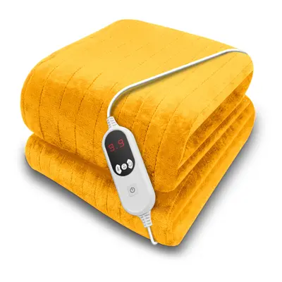 Purus Gold Deluxe Electric Heated Throw 160x120cm, Soft Fleece, Heat & 12HR Timer Settings, Wash